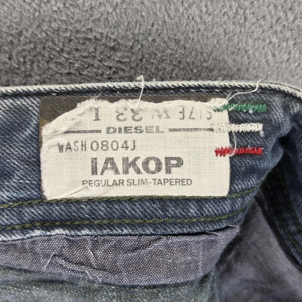 Diesel Jeans Mens 33x32 Blue Iakop Regular Slim Tapered Button Fly Italy 0804J